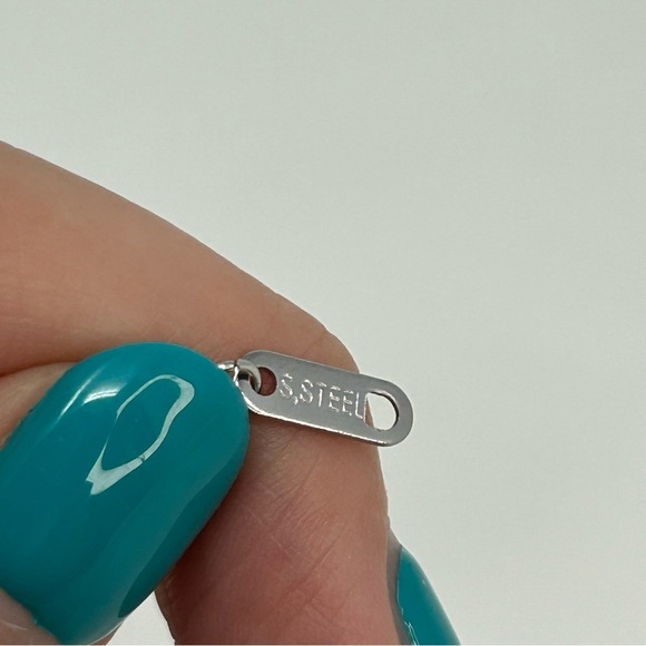 Silver Tone Classic Chic Faux Turquoise Tassel Pendant Necklace Adjustable 18" - Picture 9 of 12